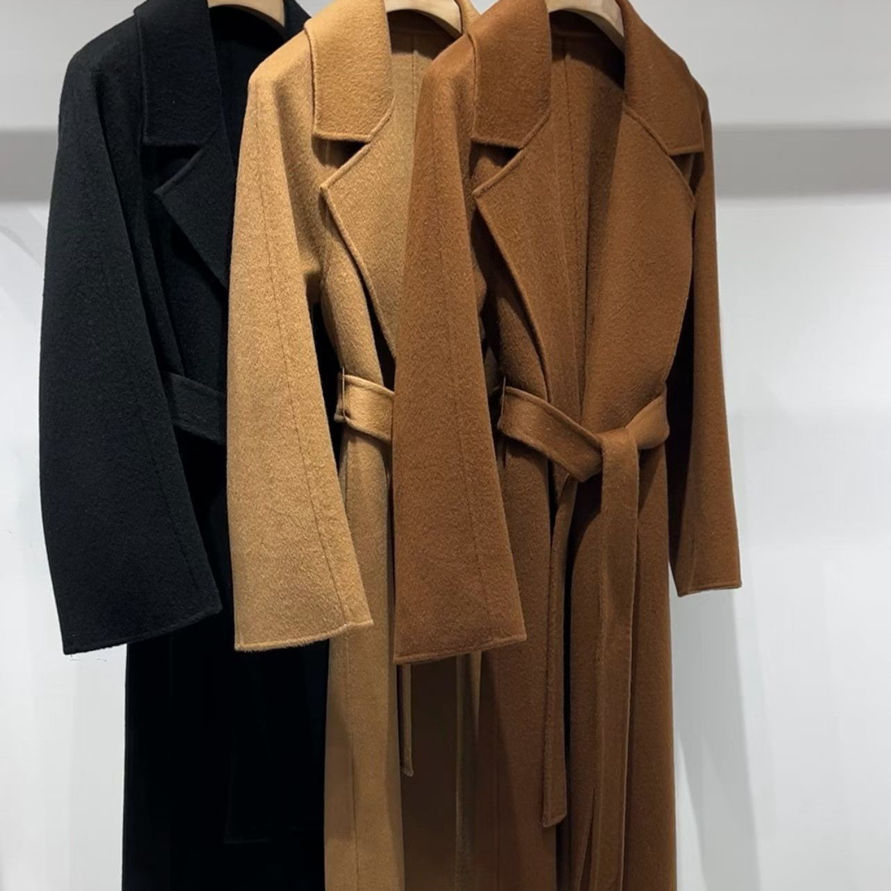 冬上新法式复古风收腰系带羊毛外套（含70%羊毛）（含30%羊绒）