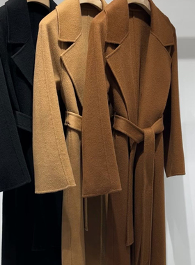 冬上新法式复古风收腰系带羊毛外套（含70%羊毛）（含30%羊绒）