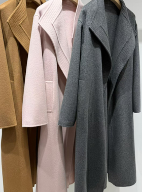 冬上新极简风翻领宽松长款羊毛外套（含50%澳毛）（含50%羊绒）