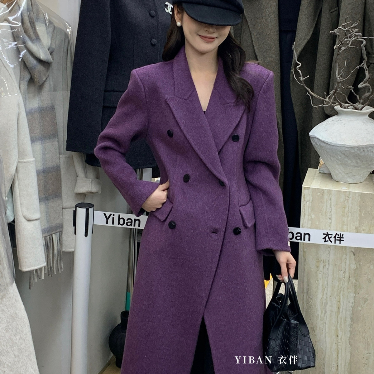 冬上新气质垫肩收腰显瘦手工双面羊绒羊毛外套（含80%澳毛）