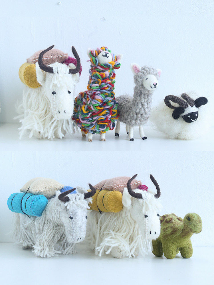 羊毛毡成品小羊牦牛站立公仔玩偶礼物可爱居家摆件温馨摄影道具