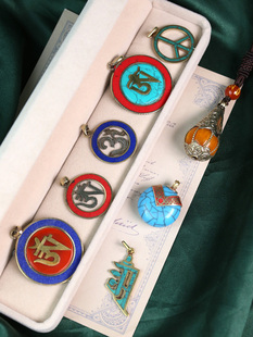 尼泊尔藏饰品六字真言绿松石吊坠耳坠民族风纯铜手工锁骨项链情侣