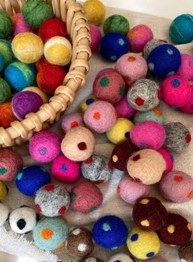漫游记DIY韩式可爱羊毛毡球彩色扎染圆球手工毛球2cm发饰材料配件