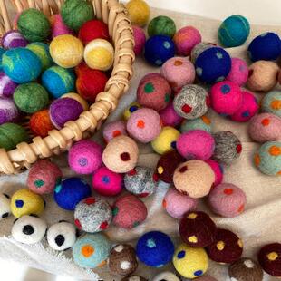 漫游记DIY韩式 可爱羊毛毡球彩色扎染圆球手工毛球2cm发饰材料配件