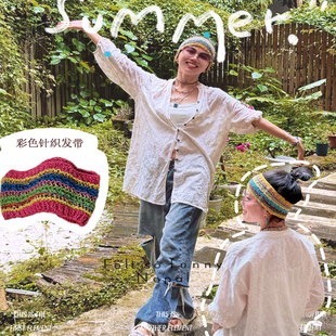 春夏新品森系尼泊尔纯手工编织彩色民族风复古松紧束发带发箍女