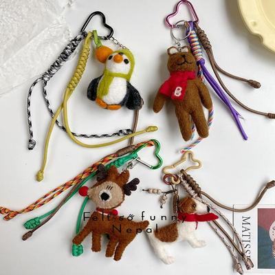 尼泊尔手工动物羊毛毡复古狗挂件