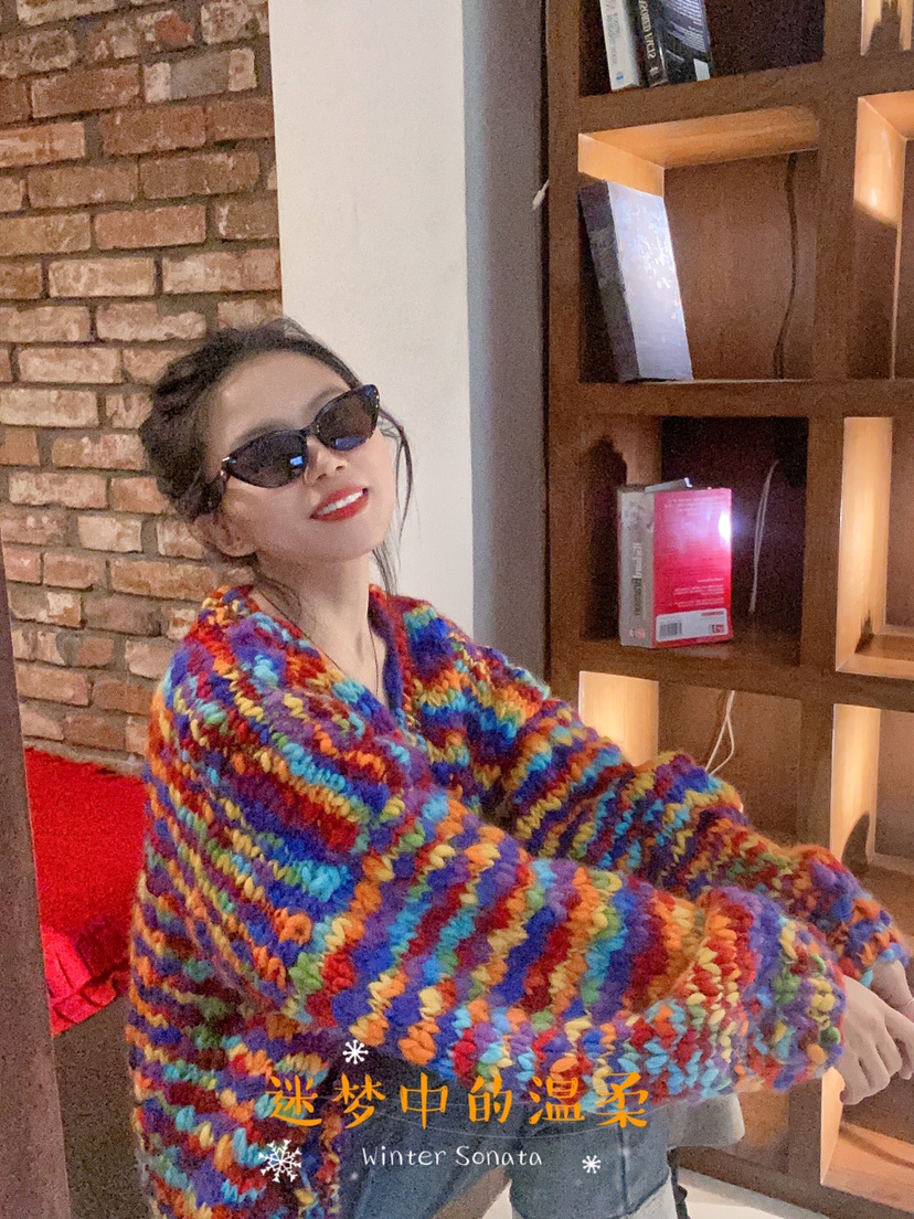 尼泊尔羊毛粗线圆领设计感毛衣