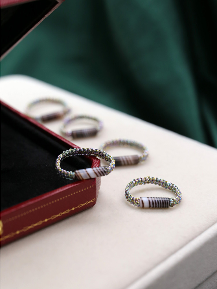 原创设计暗色编织缠丝玛瑙戒指指环女款 复古个性气质缠绕饰品