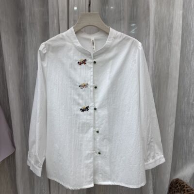 A2609专柜正品新款春季女装时尚翻领纯色大码妈妈装打底长袖衬衫