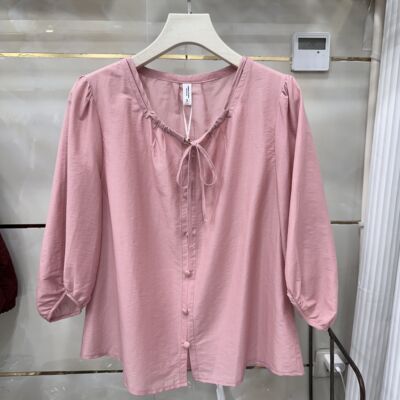 丽诗信LSX-CT2620专柜正品新款春季女装时尚套头七分袖打底衬衫20