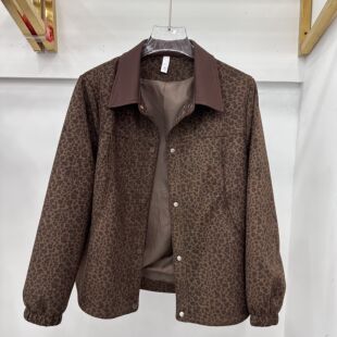 女装 春季 时尚 翻领大码 打底豹纹短外套女09 8809专柜正品 妈妈装 新款