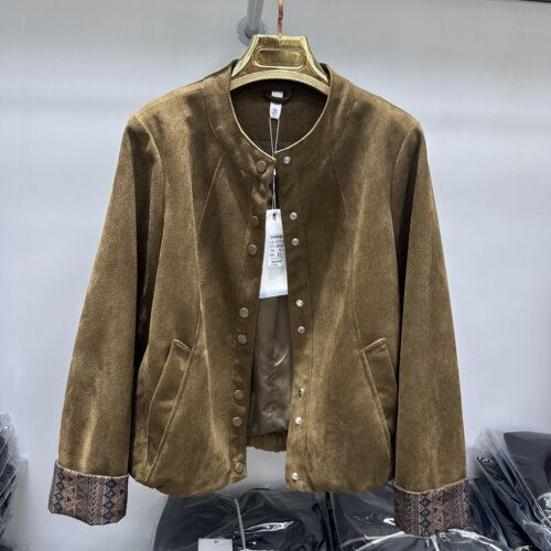 2609专柜正品新款秋季女装时尚圆领显瘦妈妈装打底麂皮短外套女09