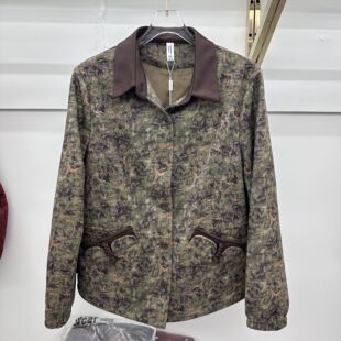 时尚 妈妈装 碎花短外套 女装 夹克衫 秋季 新款 13专柜正品 翻领大码