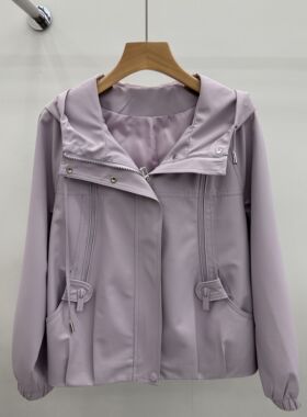 5810专柜正品新款春季女装时尚连帽大码妈妈装打底夹克衫短外套女