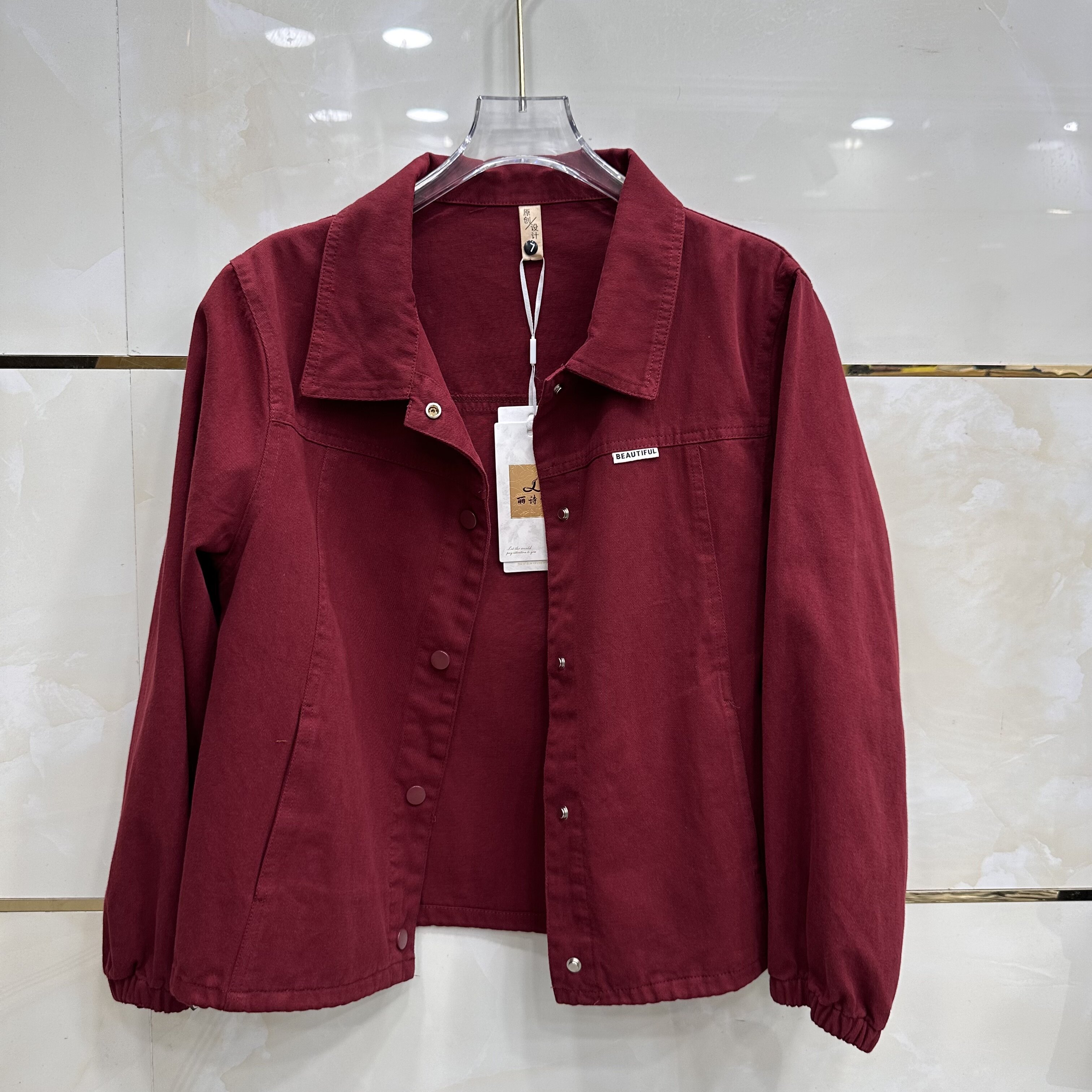 丽诗信LSX-CT8803专柜正品新款秋季女装时尚翻领单层打底短外套03