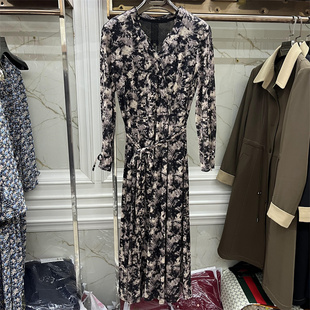 艾尔欧俪B-22907专柜正品新款春季女装时尚系腰雪纺中长连衣裙AA