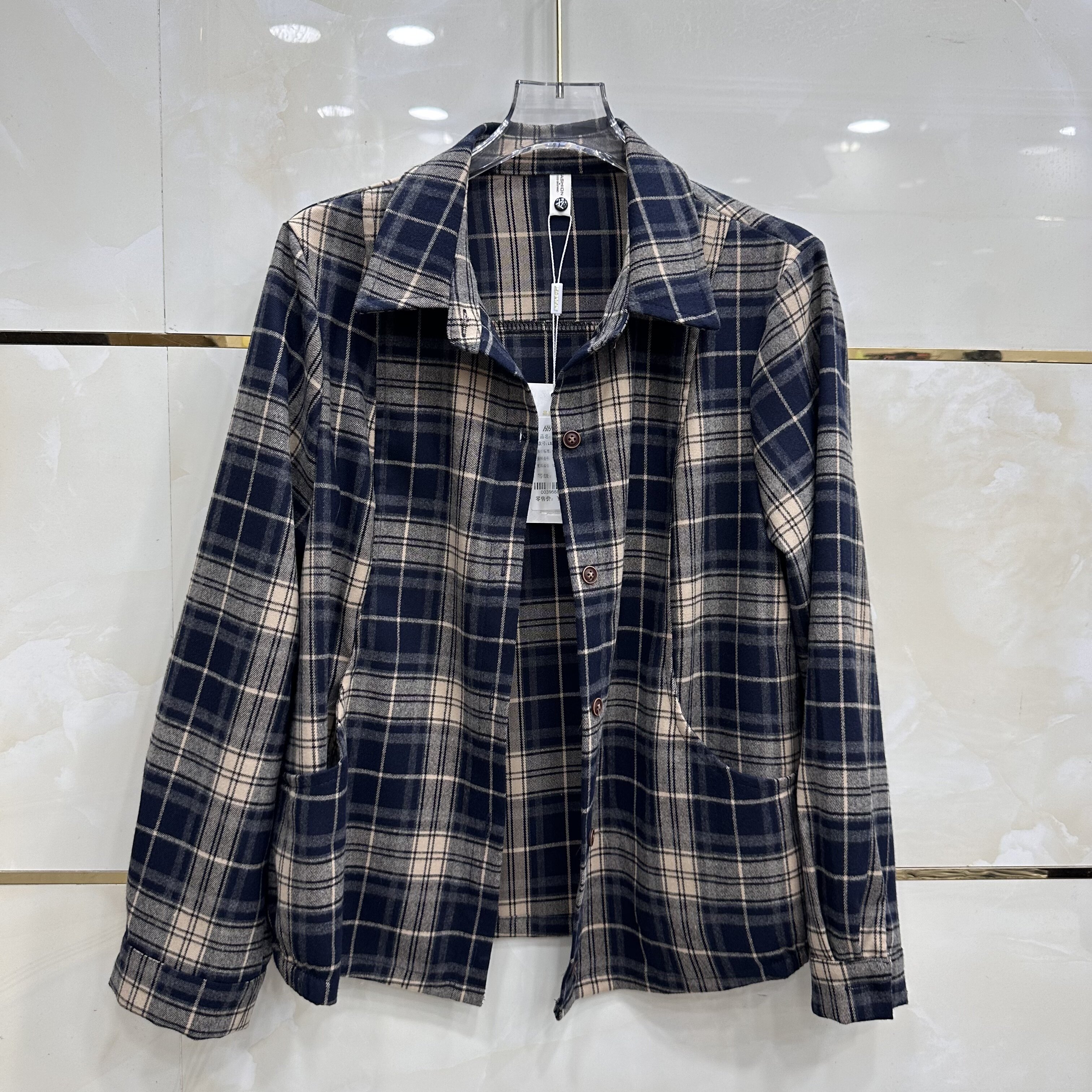 丽诗信LSX-CT7702专柜正品新款秋季女装格子妈妈装打底衬衫外套02