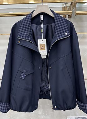 丽诗信LSX-CT2036专柜正品新款秋季女装时尚格子领夹克衫短外套36
