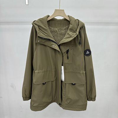 25A19专柜正品新款秋冬季女装连帽中长加绒保暖夹克衫风衣外套19