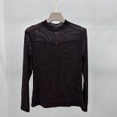 春季 弹力网纱妈妈装 新款 707专柜正品 时尚 圆领长袖 透气打底衫 上衣