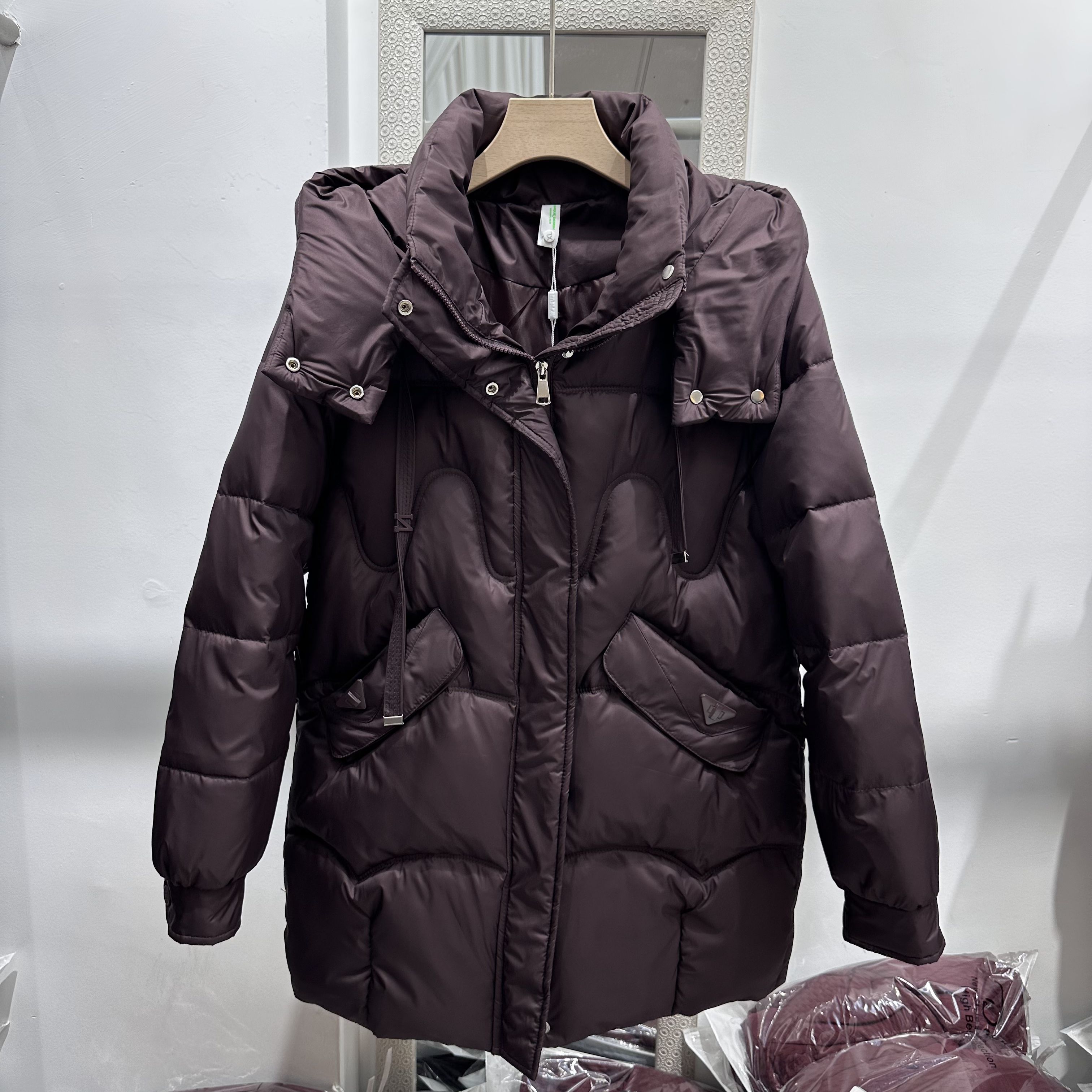 25A807专柜正品新款冬季女装时尚连帽中长石墨烯妈妈装保暖防寒服