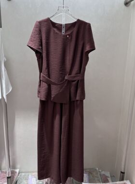 26A18专柜正品新款夏季女装时尚短袖上衣+裤子妈妈装两件套女18