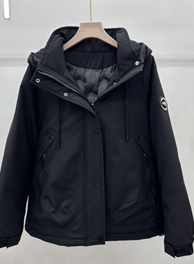 25A31专柜正品新款冬季女装连帽石墨烯保暖妈妈装派克服外套AA