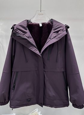 5537专柜正品新款冬季女装时尚连帽中长加绒保暖妈妈装风衣外套AA