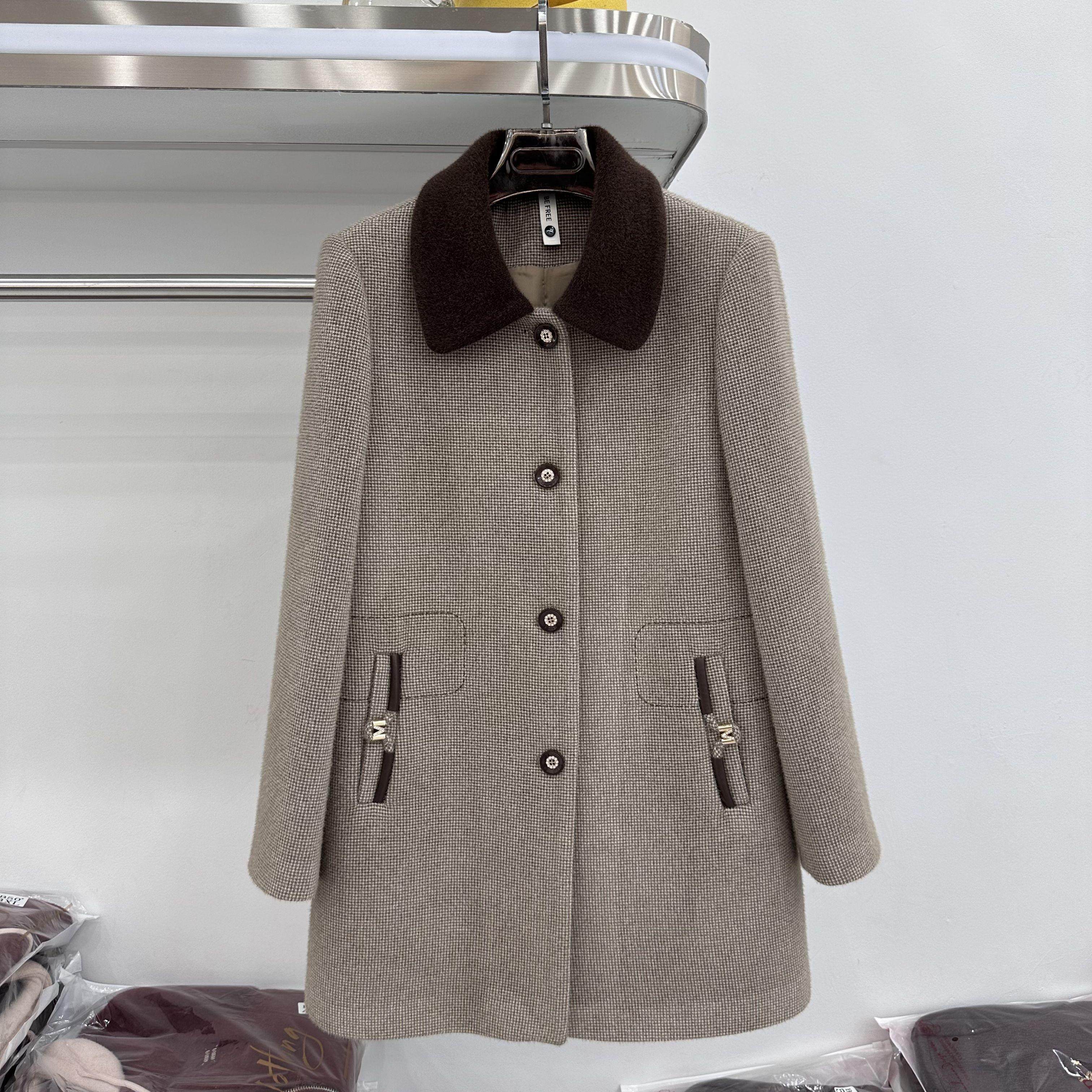 新款冬季女装时尚中长大码妈妈装加厚保暖打底显瘦呢子外套AA