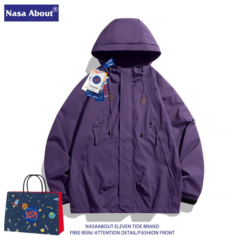 NASA户外冲锋衣春秋季新款潮男女宽松工装防风防水夹克外套百搭