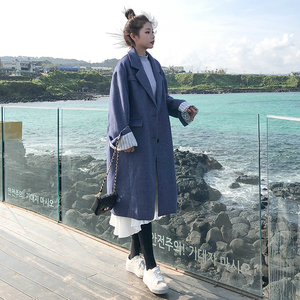 现货 继续 两色长款毛呢外套（夹棉）266-N602-P135控198图片