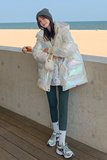 档口现货数据好主推镭射炫彩亮面连帽棉衣266-6801-P135K198，女装棉衣/棉服，浙宝266