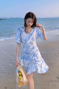 2021新款 网红扎染油画 抽绳抽皱连衣裙266-6662-P85K138图片