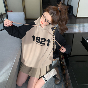 档口现货 2023新款 撞色拼接印花连帽卫衣266-2318-P95K148图片