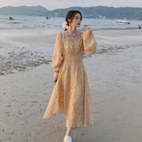 档口现货刘亦菲同款黄色碎花雪纺连衣裙266-2322-P115K168，女装连衣裙，浙宝266