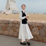 档口现货撞色假两件连衣裙西装面料品质好266-6686-P115K168，女装连衣裙，浙宝266