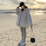 设计感格子拼接连帽羽绒服女冬2024新款超好看90白鸭绒面包服外套，女装棉衣/棉服，浙宝266