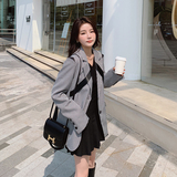 档口现货撞色飘带设计感千鸟格西装266-2271，女装西装，浙宝266