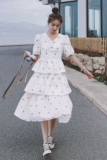 档口现货2023夏季两色绣花蛋糕公主裙266-6631，女装连衣裙，浙宝266