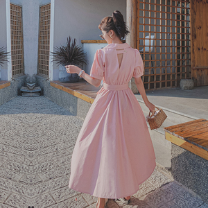 档口现货 2021新款 后背镂空西装领腰带连衣裙266-6635-P100K158,女装连衣裙,浙宝266