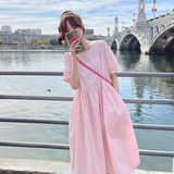 大货已出2023夏季新款粉色泡泡袖连衣裙266-2233-P85K138，女装连衣裙，浙宝266