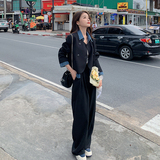 牛仔拼接假两件西装套装女2025春季新款韩版设计感小众休闲两件套，女装套装/套裙，浙宝266