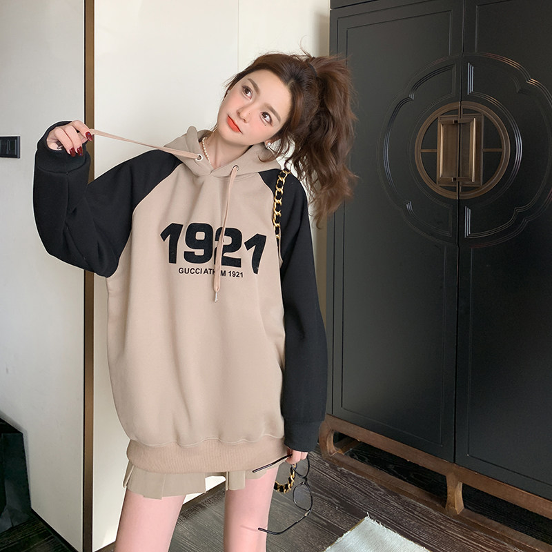 大货已出2023新款撞色拼接印花连帽卫衣266-2318-P95K148,女装卫衣/绒衫,浙宝266