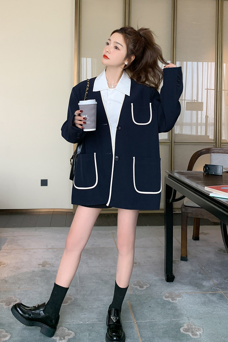 大货已出2023新款撞色包边学院风西装266-2316-P115K168,女装西装,浙宝266