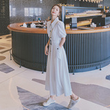 2021新款撞色明线法式收腰泡泡袖连衣裙266-6655-P100K158，女装连衣裙，浙宝266