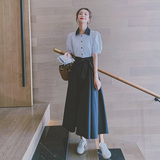现货2021新款后背小心机条纹撞色假两件连衣裙266-6652-P100K158，女装连衣裙，浙宝266