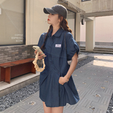 又a又飒穿搭薄牛仔套装女夏2025新款设计感衬衫配阔腿短裤两件套，女装套装/套裙，浙宝266