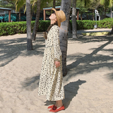 春日赏花穿搭露腰碎花连衣裙女2025夏绝美超好看独特漂亮掐腰长裙，女装连衣裙，浙宝266
