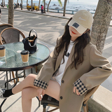 档口现货数据好袖口格子撞色后背订派西装266-2217-P115K168，女装西装，浙宝266