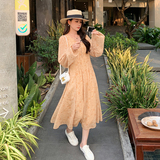 档口现货刘亦菲同款黄色碎花雪纺连衣裙266-2322-P115K168，女装连衣裙，浙宝266